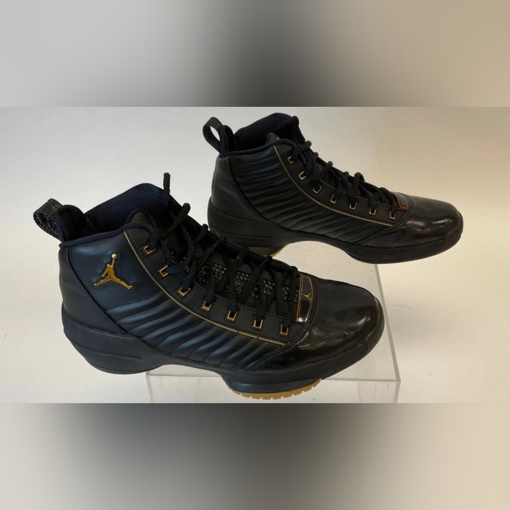 Nike Jordan 19 OG SE Black Metallic Gold Leather Basketball Sneakers Men 9 - Picture 7 of 9